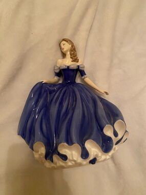Royal Doulton Blue and White Porcelain Lady Figurine